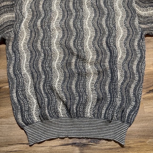 Vintage Tricots St Raphael MEDIUM Wool Blend Pullover Sweater Wavy Coogi Style M - Picture 8 of 16